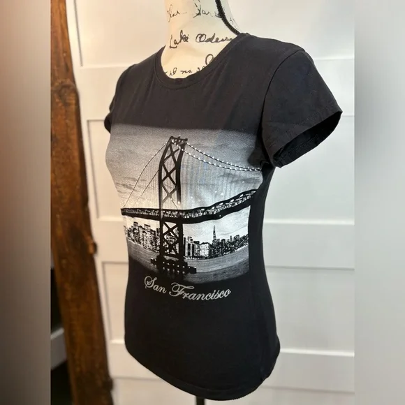 Zette San Francisco Graphic Tee L Black Stretch Cotton Blend T-Shirt Unisex - Picture 3 of 7